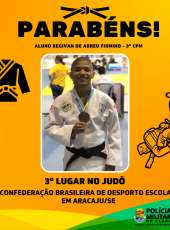 Aluno do 3º CPM é terceiro colocado em competição de Judô em Sergipe
